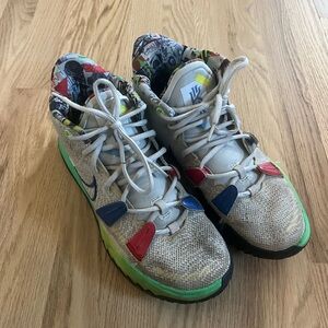 Nike Men’s White and Multicolor Kyrie Basketball Sneakers